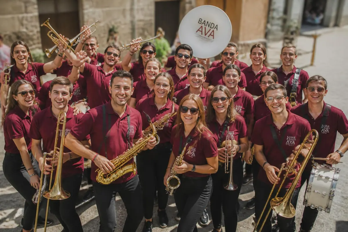 Ensemble musical en tenues bordeaux coordonnées