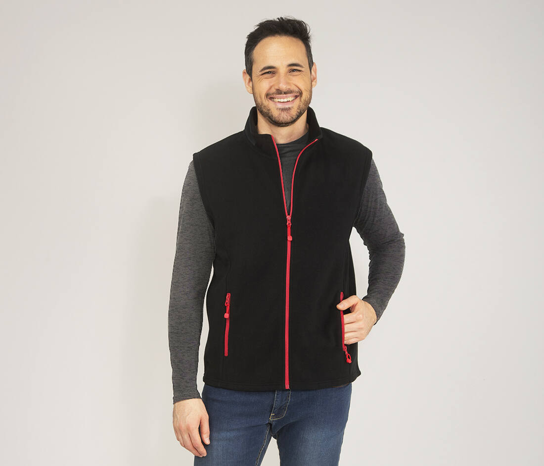 Bodywarmer polaire contrasté zippée sans manches